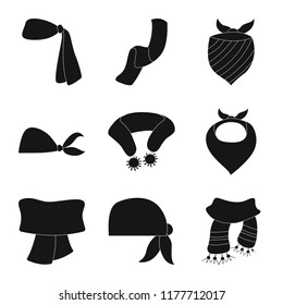 Vector design of scarf and shawl sign. Set of scarf and accessory stock symbol for web.