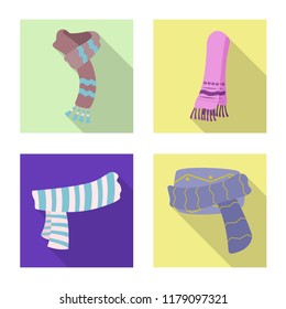 Vector design of scarf and shawl sign. Collection of scarf and accessory stock symbol for web.