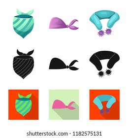 Vector design of scarf and shawl sign. Collection of scarf and accessory vector icon for stock.