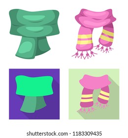 Vector design of scarf and shawl sign. Set of scarf and accessory stock vector illustration.
