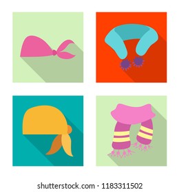 Vector design of scarf and shawl sign. Set of scarf and accessory vector icon for stock.