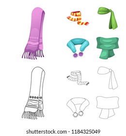 Vector design of scarf and shawl sign. Collection of scarf and accessory stock symbol for web.