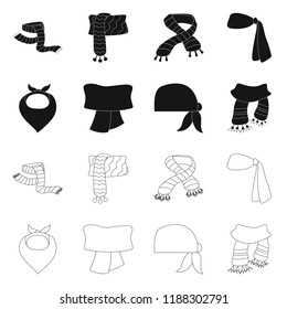 Vector design of scarf and shawl sign. Set of scarf and accessory vector icon for stock.