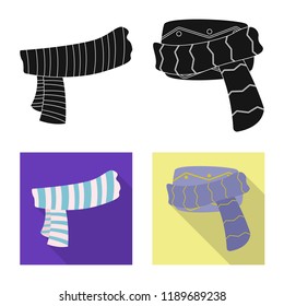 Vector design of scarf and shawl sign. Set of scarf and accessory vector icon for stock.