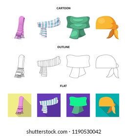 Vector design of scarf and shawl sign. Collection of scarf and accessory stock symbol for web.