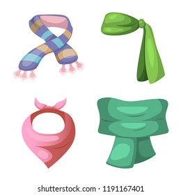 Vector design of scarf and shawl sign. Set of scarf and accessory vector icon for stock.