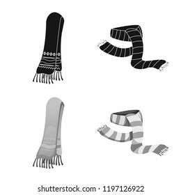 Vector design of scarf and shawl sign. Set of scarf and accessory stock symbol for web.