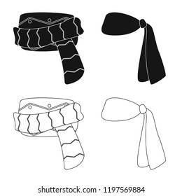 Vector design of scarf and shawl sign. Set of scarf and accessory stock symbol for web.