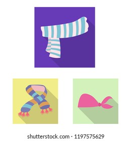 Vector design of scarf and shawl sign. Collection of scarf and accessory stock vector illustration.