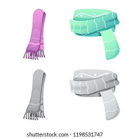 Vector design of scarf and shawl sign. Set of scarf and accessory stock vector illustration.