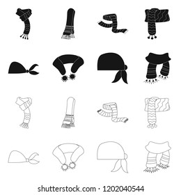 Vector design of scarf and shawl sign. Collection of scarf and accessory vector icon for stock.