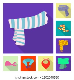 Vector design of scarf and shawl sign. Set of scarf and accessory stock symbol for web.