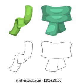 Vector design of scarf and shawl sign. Collection of scarf and accessory stock symbol for web.