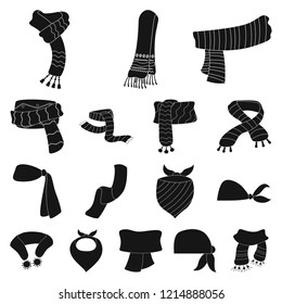 Vector design of scarf and shawl sign. Set of scarf and accessory stock vector illustration.