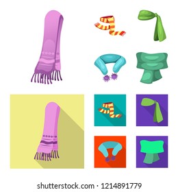 Vector design of scarf and shawl sign. Set of scarf and accessory vector icon for stock.