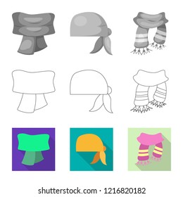 Vector design of scarf and shawl sign. Collection of scarf and accessory stock vector illustration.