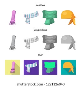 Vector design of scarf and shawl sign. Collection of scarf and accessory vector icon for stock.