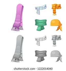Vector design of scarf and shawl sign. Collection of scarf and accessory stock vector illustration.