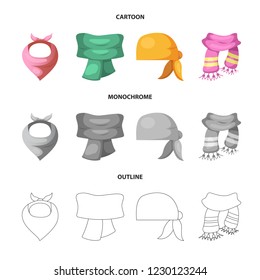 Vector design of scarf and shawl sign. Set of scarf and accessory vector icon for stock.