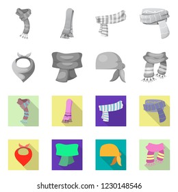 Vector design of scarf and shawl sign. Set of scarf and accessory vector icon for stock.