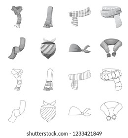 Vector design of scarf and shawl sign. Collection of scarf and accessory vector icon for stock.