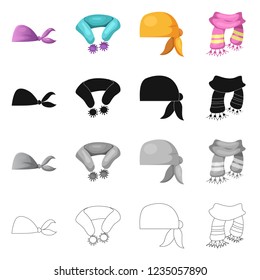 Vector design of scarf and shawl sign. Collection of scarf and accessory vector icon for stock.