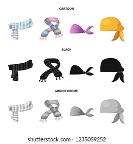 Vector design of scarf and shawl sign. Set of scarf and accessory vector icon for stock.