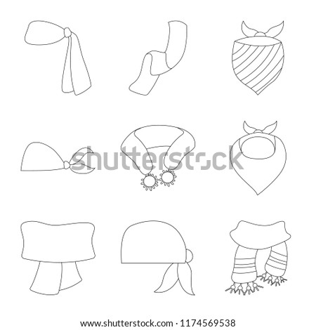 Vector design of scarf and shawl sign. Collection of scarf and accessory stock vector illustration.