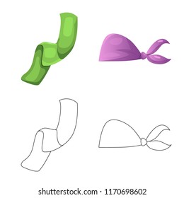 Vector design of scarf and shawl symbol. Set of scarf and accessory stock symbol for web.