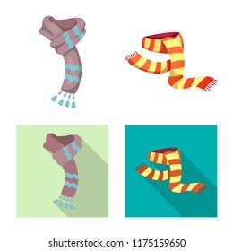 Vector design of scarf and shawl symbol. Set of scarf and accessory stock symbol for web.