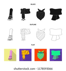 Vector design of scarf and shawl symbol. Set of scarf and accessory stock symbol for web.