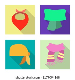 Vector design of scarf and shawl symbol. Collection of scarf and accessory stock symbol for web.