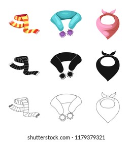Vector design of scarf and shawl symbol. Collection of scarf and accessory vector icon for stock.