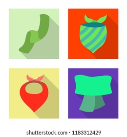 Vector design of scarf and shawl symbol. Collection of scarf and accessory stock vector illustration.