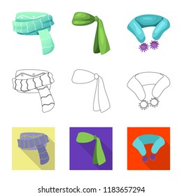 Vector design of scarf and shawl symbol. Collection of scarf and accessory vector icon for stock.