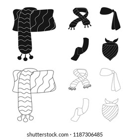 Vector design of scarf and shawl symbol. Collection of scarf and accessory stock symbol for web.