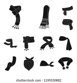 Vector design of scarf and shawl symbol. Set of scarf and accessory stock vector illustration.