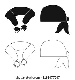 Vector design of scarf and shawl symbol. Collection of scarf and accessory stock symbol for web.