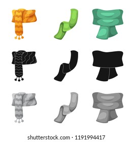 Vector design of scarf and shawl symbol. Collection of scarf and accessory vector icon for stock.