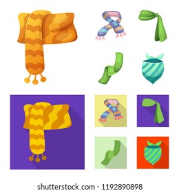 Vector design of scarf and shawl symbol. Set of scarf and accessory vector icon for stock.