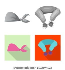 Vector design of scarf and shawl symbol. Set of scarf and accessory stock vector illustration.