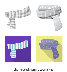 Vector design of scarf and shawl symbol. Collection of scarf and accessory stock vector illustration.