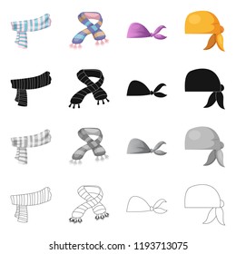 Vector design of scarf and shawl symbol. Set of scarf and accessory vector icon for stock.