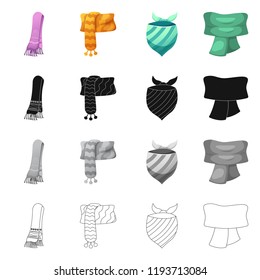 Vector design of scarf and shawl symbol. Set of scarf and accessory stock vector illustration.