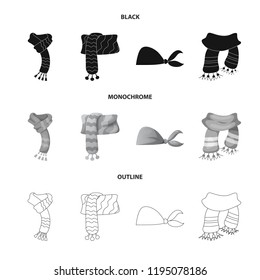 Vector design of scarf and shawl symbol. Collection of scarf and accessory stock symbol for web.