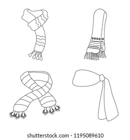Vector design of scarf and shawl symbol. Set of scarf and accessory vector icon for stock.