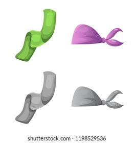 Vector design of scarf and shawl symbol. Set of scarf and accessory stock symbol for web.
