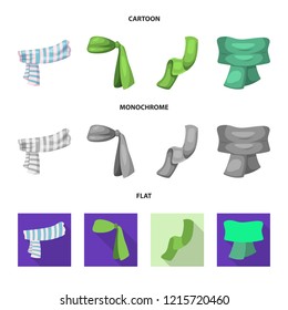 Vector design of scarf and shawl symbol. Set of scarf and accessory stock symbol for web.