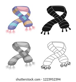 Vector design of scarf and shawl symbol. Collection of scarf and accessory stock symbol for web.