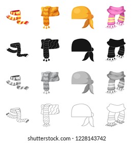 Vector design of scarf and shawl symbol. Collection of scarf and accessory stock symbol for web.